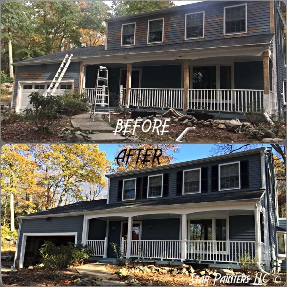 Before and after project by a professional house painter in Connecticut